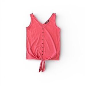 Dunnes Pink Button-Down Tie-Front Tank Top size S